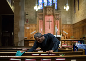 Sexton cleaning church