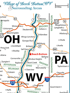 Map of Northern Panhandle WV